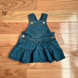NWT BCBGirls Denim Blue Baby Kids Overall Skirt Dress Rose Gold
